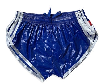 Short de sprint de sport coupe haute en nylon PU avec short rétro élastique