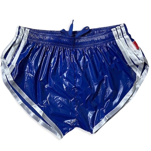 Short de sprint de sport coupe haute en nylon PU avec short rétro élastique