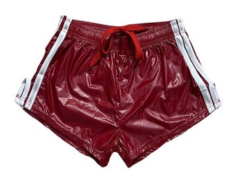 Retro Revival: Stylish PU Nylon Sport Sprint Shorts with Elastic Waistband