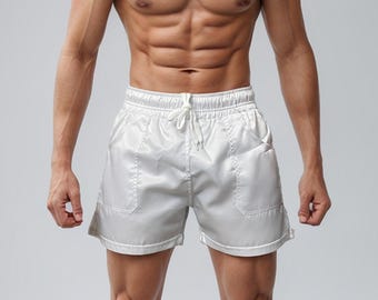 Retro Nylon Satin White Shorts