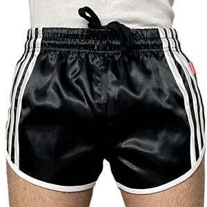 Black Nylon Satin Retro Short mit sportlichem Sprint-Design zdjęcie 4