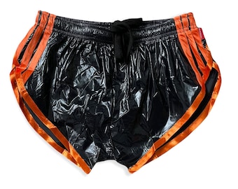 PU nylon high-cut sports shorts with elastic waistband