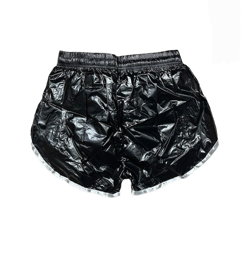 Black Sprinter Shorts: Black PU Nylon Sport Short Bild 2