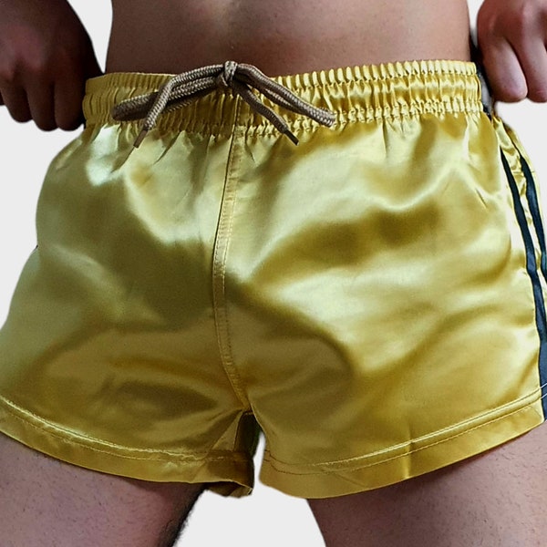 Athletic Bottoms in Glossy Satin | Classic Umbro Style | Quality Gym and Swim Shorts | Shiny & Distressed Vintage Look
