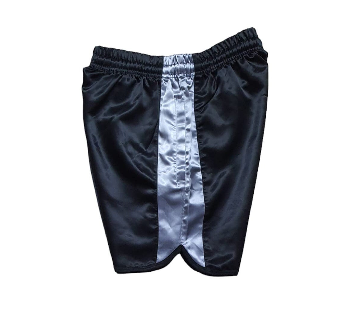 Black Satin Retro Boxing Shorts, Shiny Satin Style Short