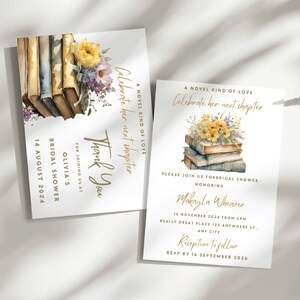 Ein neues Kapitel beginnt, Brautdusche Bundle, elegantes Buch Themed Brautdusche bearbeitbare Bibliothek literarische Party Bundle