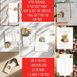 Ein neues Kapitel beginnt, Brautdusche Bundle, elegantes Buch Themed Brautdusche bearbeitbare Bibliothek literarische Party Bundle