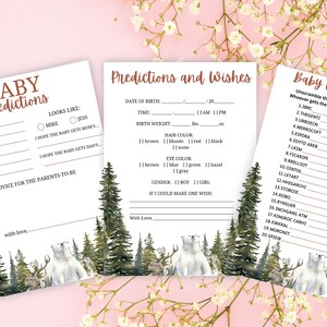 Babyparty-Wort-Buchstaben-Rätsel, Dschungel-Safari-Vorhersage-Spiel, bearbeitbar Lassen Sie das Abenteuer beginnen Wald-Babyparty-Einladungs-Bundle