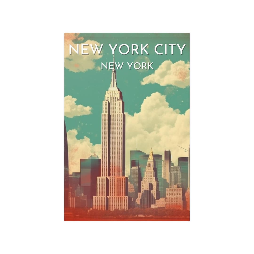 New York City New Yorkretro Art Print, New York City Vintage Cityscape