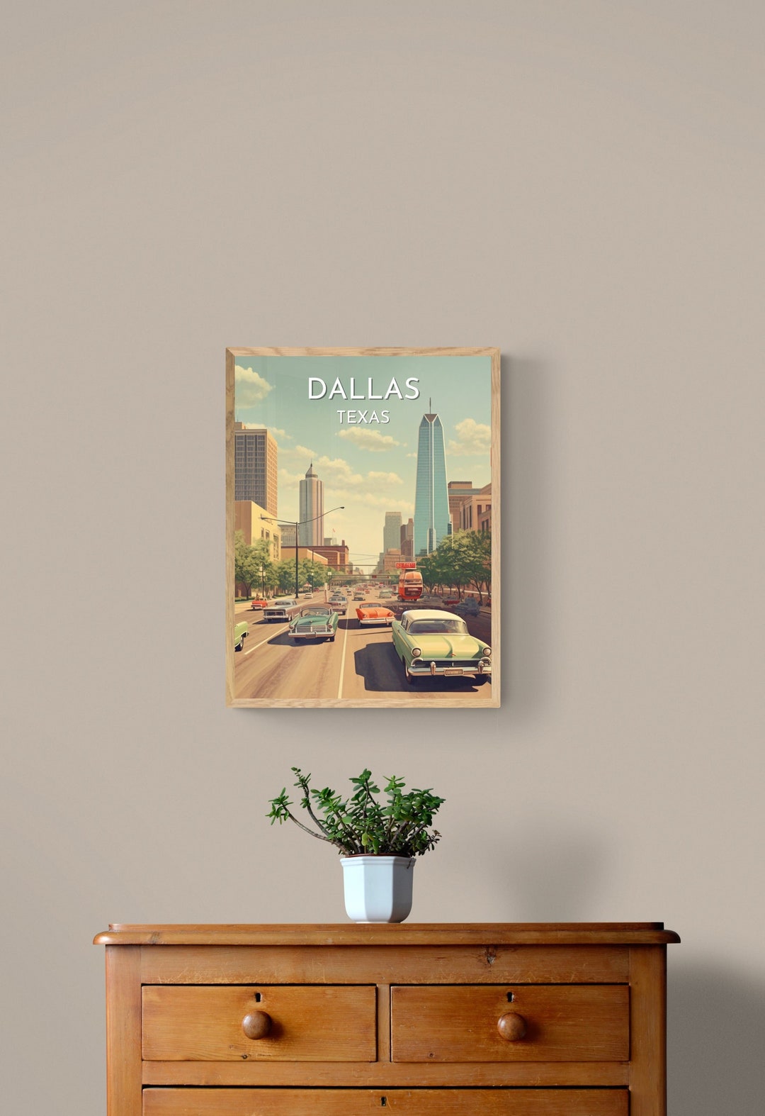 Dallas Texas Vintage Cityscape Art Print, Mid-century Modern Poster - Etsy