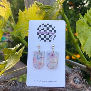 Small floral pattern  polymer clay earrings