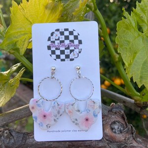 Small floral pattern  polymer clay earrings