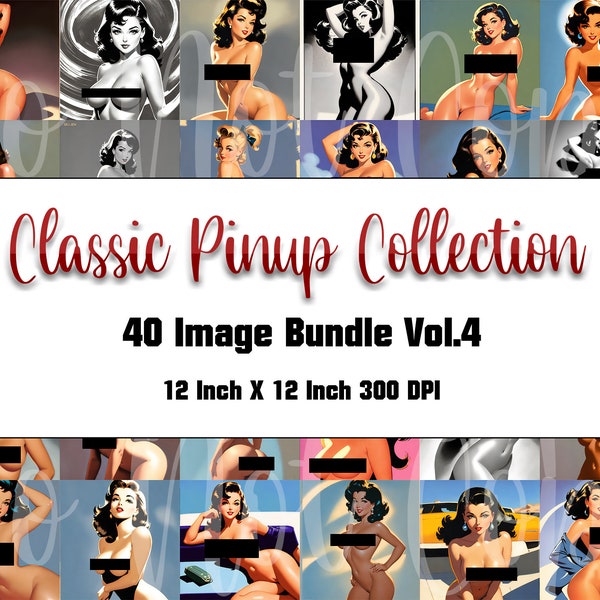 Classic Pinup Collection: Vol.4 Retro Vintage Glamour - 40 High-Resolution JPG Images @300 DPI - Timeless Nostalgic Art Prints