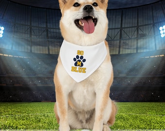 Michigan Wolverines Pet Bandana Collar: Go Blue Football Gift