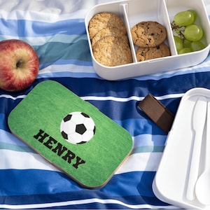Personalisierte Bento Box | Fußball Bento Lunch Box | Kinder Schule Snackbehälter | Personalisierte Lunchbox | Fußball Geschenk | Kinder Snack Box |Besonderes Geschenk