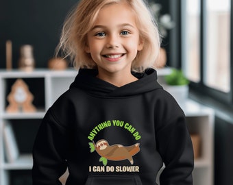 Kids Sloth Sweatshirt | Youth Hooded Sweatshirt | Animal Lover Gift | Child Sloth Gift | Sloth Hoodie | Funny Kids Shirt | Fleece Hoodie