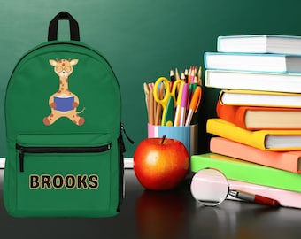 Personalized Giraffe Backpack: Kids School Bookbag