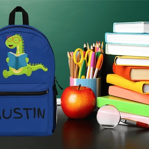 Personalisierte Büchertasche | Personalisierte Tasche | Kinderbuchtasche | Zurück in die Schule | Kinder Schulrucksack | Dinosaurier Tasche | Personalisiertes Geschenk | Schultüte