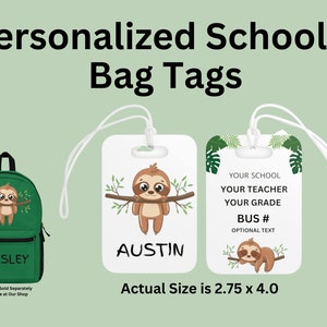 Étiquette pour sac à dos pour enfants | Étiquette de cartable pour enfant | Retour à l'école | Étiquette pour sac à dos | Sac à dos personnalisé pour enfants | Cadeau paresseux | Cadeau personnalisé pour enfant