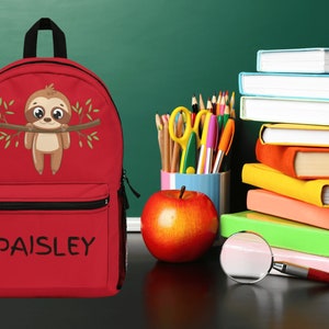 Custom Bookbag | Personalized Bag | Kid&#39;s Bookbag | Back to School | Kids School Backpack | Sloth Gift | School Book Bag | Custom School Bag