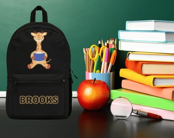 Personalized Giraffe Kids Bookbag: Custom School Backpack