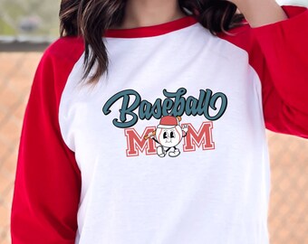 Baseball Mom 3/4 Sleeve Tee | Baseball Love Gift | Baseball Gift for Her | Heart and Love Shirt for Baseball Mom | Mother's Day Gift