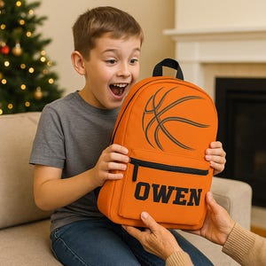 Kids Basketball Backpack | Personalized School Bag with Name | Custom Sports Backpack Gift for Boys & Girls | Back to School