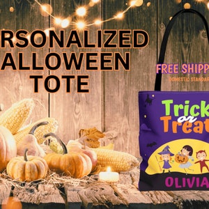 Personalized Bag | Trick or Treat Bag | Halloween Tote Bag | Custom Candy Bag | Kids Halloween Bag | Custom Halloween Gift | Candy Bucket