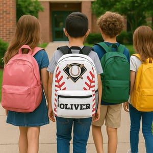 Personalized Kids Baseball Backpack – Custom Name School Bag, Lightweight Waterproof Sports Backpack, Back to School Gift