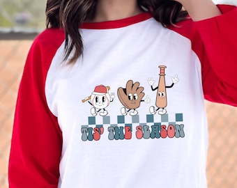 Baseball Mom 3/4 Sleeve Tee: 'Tis the Season Graphic Shirt