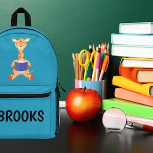 Custom Bookbag | Personalized Bag | Kid&#39;s Bookbag | Back to School | Kids School Backpack | Giraffe Gift | Giraffe Gift | Custom School Bag