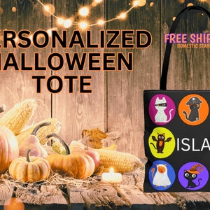 Personalized Bag | Trick or Treat Bag | Halloween Tote Bag | Custom Candy Bag | Kids Halloween Bag | Custom Halloween Gift | Candy Bucket