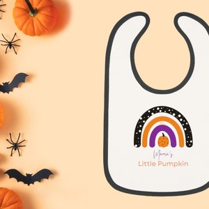 Mama&#39;s Little Pumpkin Halloween Baby Bib | Baby Bibs Halloween | Halloween Gift | Newborn Halloween | Infant Halloween Gift | Trick or Treat