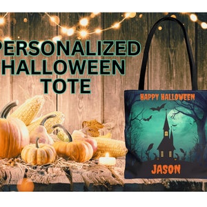 Personalized Bag | Trick or Treat Bag | Halloween Tote Bag | Custom Candy Bag | Kids Halloween Bag | Custom Halloween Gift | Candy Bucket