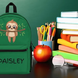 Custom Bookbag | Personalized Bag | Kid&#39;s Bookbag | Back to School | Kids School Backpack | Sloth Gift | School Book Bag | Custom School Bag