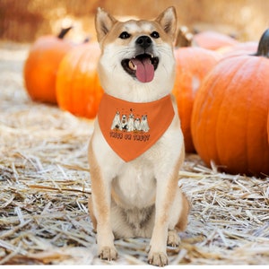 Dog Ghosts Halloween Dog Collar | Pet Bandana Collar | Halloween Dog Bandana | Orange Ghost Bandana | Dog Owner Gift | New Pet Owner