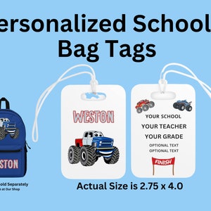 Étiquette pour sac à dos pour enfants | Étiquette de cartable pour enfant | Retour à l'école | Étiquette pour sac à dos | Sac à dos personnalisé pour enfants | Cadeau monstre coincé | Cadeau enfant