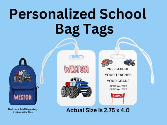 Kids Backpack Tag Child Schoolbag Label Back to School Book Bag Label Personalized Kids Backpack Monster Stuck Gift Kid s Gift Etsy