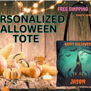 Personalized Bag | Trick or Treat Bag | Halloween Tote Bag | Custom Candy Bag | Kids Halloween Bag | Custom Halloween Gift | Candy Bucket