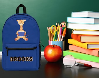 Personalized Giraffe Backpack: Kids School Bookbag, Custom Name