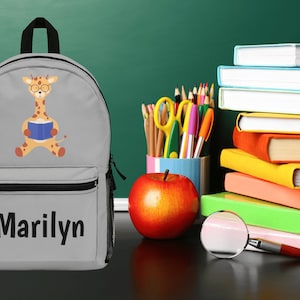 Custom Bookbag | Personalized Bag | Kid&#39;s Bookbag | Back to School | Kids School Backpack | Giraffe Gift | Giraffe Gift | Custom School Bag