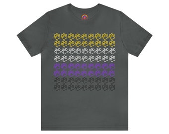 Unisex Jersey Short Sleeve Tee - Pawsitively Proud - Non-Binary Pride Flag