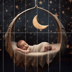 Digital newborn Backdrop Photography, Fond digital, Night Swing Moon, Photoshop, Professional Quality