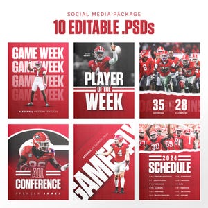 Modèles Photoshop pour sportifs Réseaux sociaux : jour de match, score, graphiques du programme, et plus encore | 10 modèles PSD