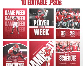Sports Photoshop Templates Social Media - Gameday, Score, Schedule Graphics, and more | 10 PSD Templates
