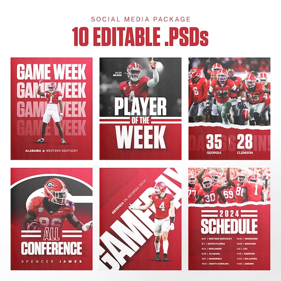 Sports Photoshop Templates Social Media - Gameday, Score, Schedule Graphics, and more | 10 PSD Templates