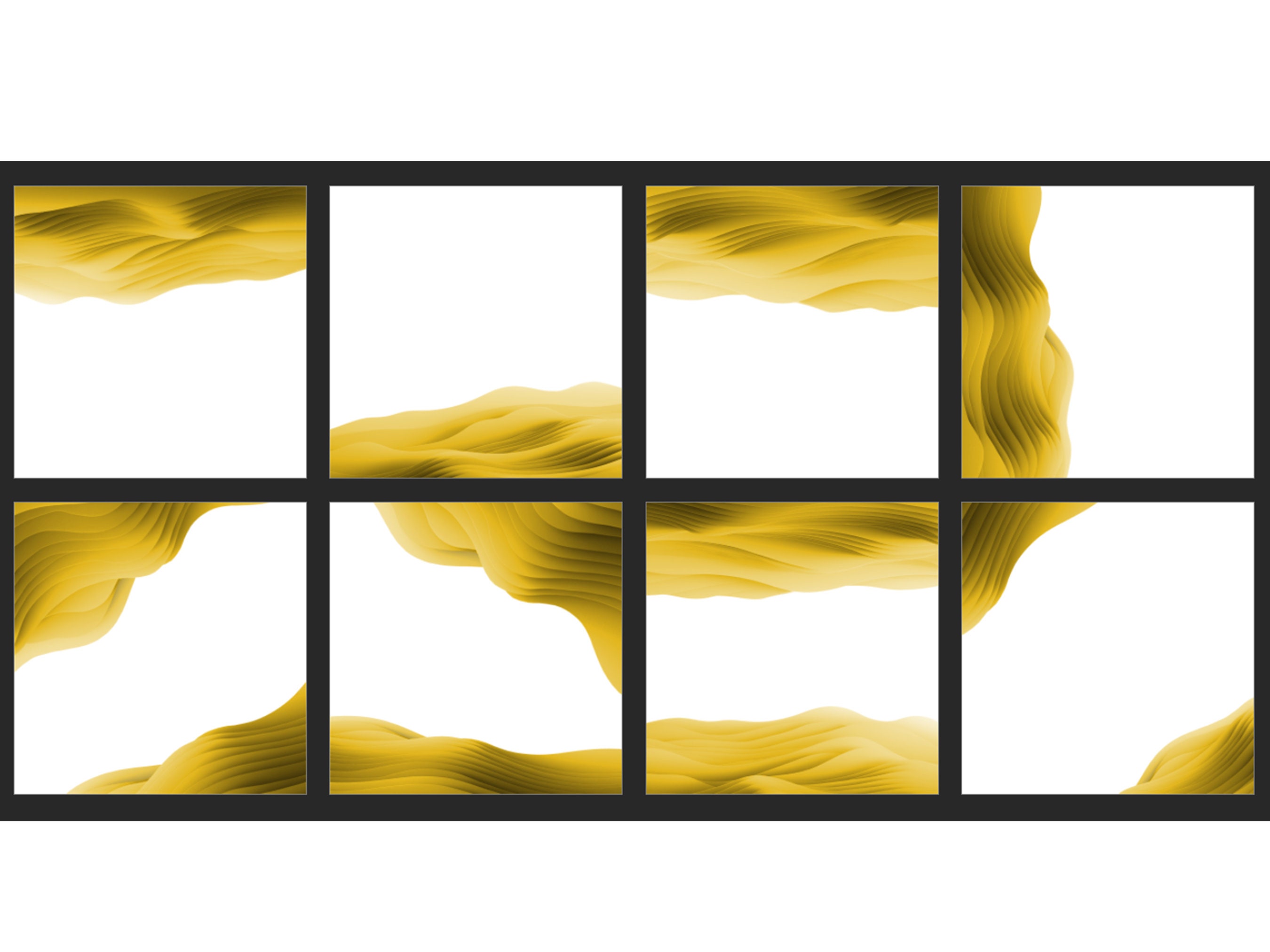 Yellow Gradient Borders, Digital PNG Overlays, Instant Download for ...