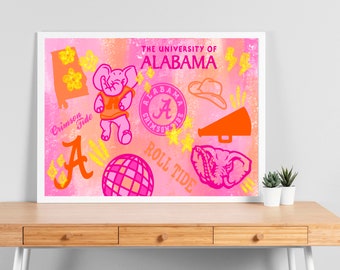 University of Alabama Collage | Wall Art and Décor | preppy, colorful, trendy | Digital Download | 300 DPI