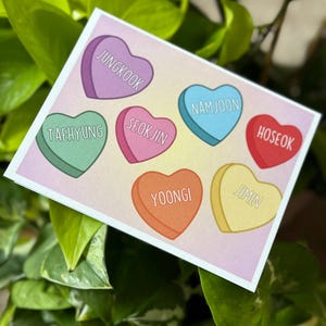 Cartão BTS Candy Hearts