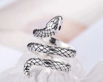 Bague réglable en argent sterling | Cadeaux pour elle | Bague en argent serpent | Cadeau pour ami | Anneau de pouce | Anneau ouvert